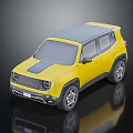 Yellow Small SUV With Modern Design Dark Roof And Alloy Wheels On Dark Background