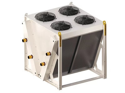 Industrial Equipment Cooling Unit With Four Fans And White Frame Structure For Efficient Heat Dissipation 3d model