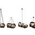Modern Metal Chandeliers With Circular Rings And Curved Suspended Design Elements