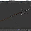 Medieval Long Shaft Weapon with Wooden Handle and Ornate Metal Spearhead Design