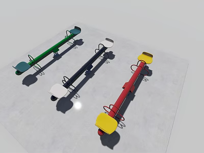 Colorful Seesaws For Kids Playground Featuring Green Black And Red Designs 3d model