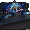 Event Stage Setup With Rows Of Seats Large Screens And Lighting Equipment