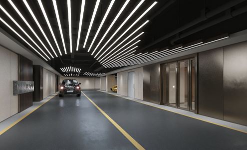 Modern Garage Driveway 3d model