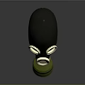 Military Weapon Gas Mask 3D Model with Black Body Golden Components and Green Base