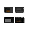 Modern Kitchen Appliances In Black Silver Styles Including Microwaves Ovens With Cooking Food