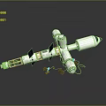 Space Station Model With Silver Metallic Cylindrical Modules And Connecting Panels