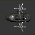 Detailed Military Mechanical Structure With Turret Wheels Ladder And Mechanical Legs