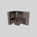 Modern Kitchen Cabinets With Light Wood Finish Marble Countertop And Built In Appliances