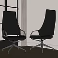 Black Modern Office Chair With High Back Leather And Metal Frame Design