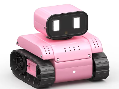 Pink Smart Robot With Tracked Wheels And Modern Compact Exterior Design 3d model