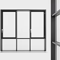 Modern sliding door with black frame and transparent glass for home interior