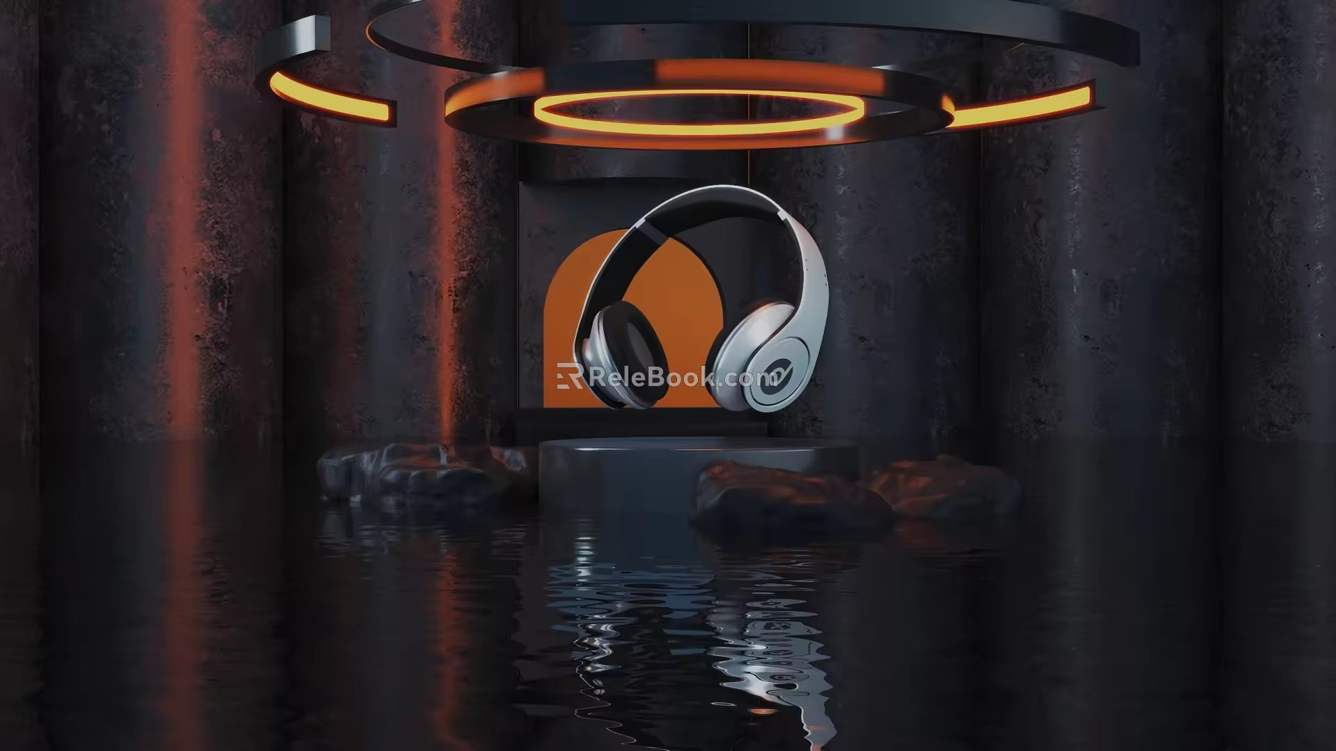 Headset Product Display Main Display Electronic Product Concept Scene Science and Technology Science Fiction Future Water Surface Booth Pillar 3d model