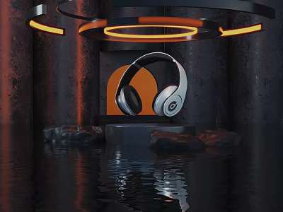 Headset Product Display Main Display Electronic Product Concept Scene Science and Technology Science Fiction Future Water Surface Booth Pillar 3d model