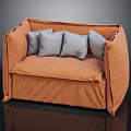 Modern Orange Fabric Multi seat Sofa with Gray Cushions and Cozy Design