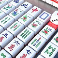 Traditional Mahjong Tiles Collection With Red White Edges Numbers Symbols And Dice