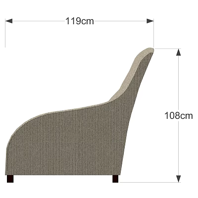 Modern Single Sofa with Gray Fabric Upholstery and 108cm Height 3d model