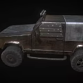 Rugged Off Road Vehicle Featuring Spiked Front Plow and Roof Mounted Spotlights