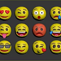 Yellow Emoji Decorative Ornaments Set With Various Facial Expressions For Home Decor