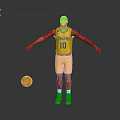 Man in Lakers Yellow Jersey Number 10 Standing with Basketball and Outstretched Arms