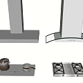 Modern Kitchen Appliances With Stainless Steel Range Hoods And Gas Stoves