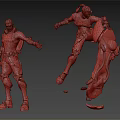 Futuristic Characters In Neon Green Yellow Outfits With Mechanical Gear And Dynamic Hovering Poses