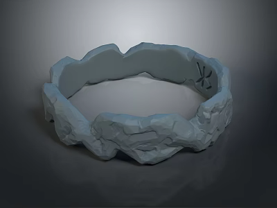 Natural Wooden And Stone Circular Decorative Ring With Irregular Gray Texture 3d model