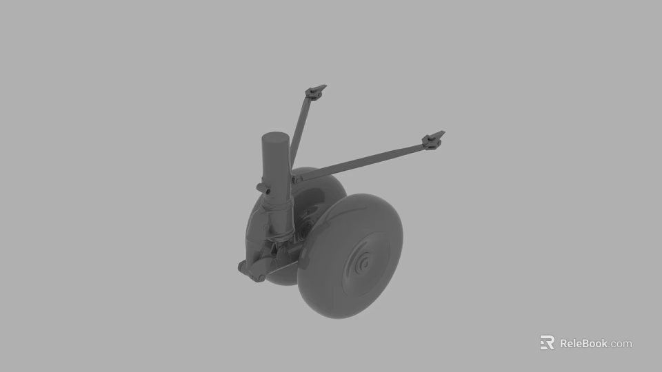 Industrial Gray Mechanical Component With Wheel Cylindrical Pillar And Support Arms 3d model 