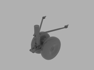 Industrial Gray Mechanical Component With Wheel Cylindrical Pillar And Support Arms 3d model