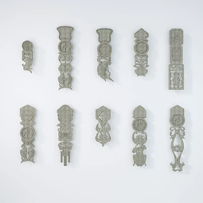Intricate Carved Decorative Artworks with Various Ornate Patterns and Unique Designs 3d model