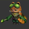 Modern game character virtual character cartoon cat archer sci-fi character 3d model