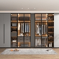 Wardrobe Combination Grey Wooden Wardrobe Glass Door Wardrobe Storage Cabinet Display Cabinet 3d model