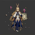 Magical Fantasy Game Character With Long Blonde Hair Crown Star Shaped Ornaments Holding Magic Compass