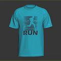 Turquoise Short Sleeve Running T-Shirt With Runner Silhouette And RUN Text