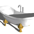 Classic Free standing White Bathtub With Brass Feet And Silver Faucet