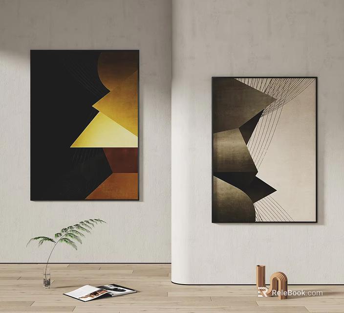 Modern Abstract Art Frames With Geometric Shapes For Wall Decor 3d model