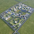 Large Scale Aerial Planning of Comprehensive Campus With Central Plaza Buildings Green Spaces And Roads