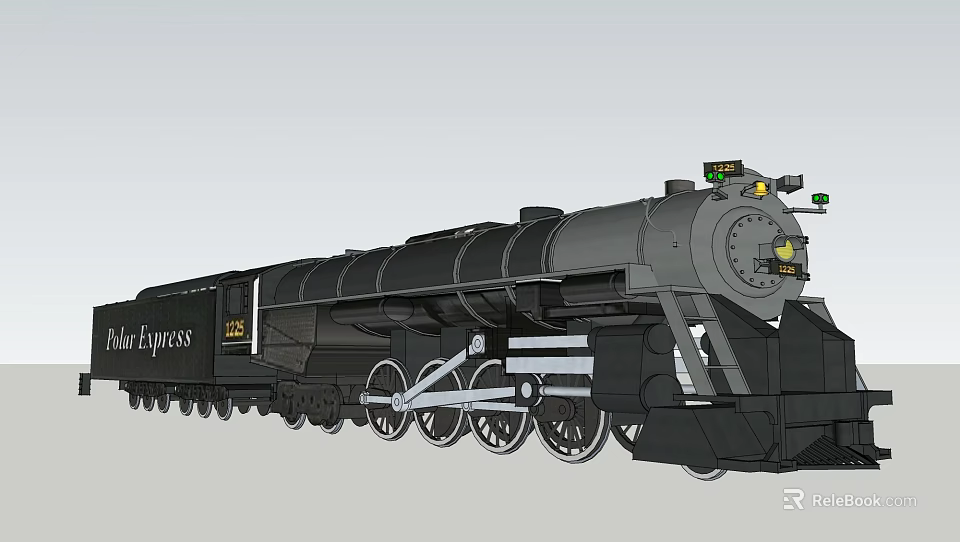 Vintage Black Express Steam Train Model With Classic Design And Metal Details 3d model 
