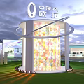 ORA Brand Exhibition Pavilion With Colorful Honeycomb Design Lawn And Lighting