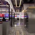 Stylish Modern Internet Cafe Interior Featuring Neon Lighting Gaming Workstations And High Speed Internet 3d model