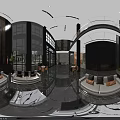 Modern Front Desk Reception In Spacious Lobby With Marble Floor Large Windows And Sofa Seating 3d model