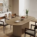 Simple dining table dining table sideboard wooden floor dining chair 3d model