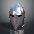 Shiny Medieval Metal Weapon Helmet With Face Guard And Riveted Design