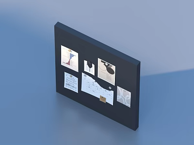 Black Display Board with Multiple Small Images and Text for Home Living Products 3d model