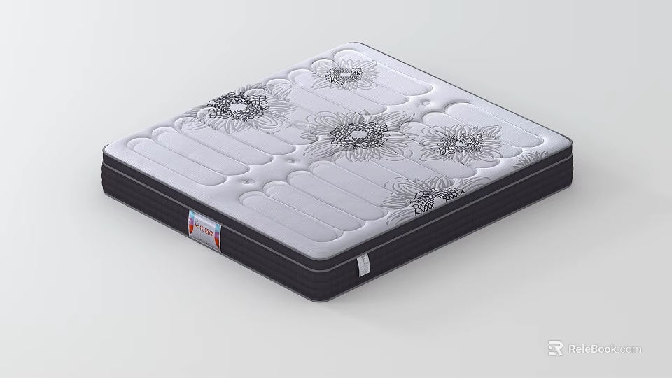 White And Black Patterned Mattress With Comfortable Design And Black Border 3d model 
