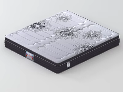 White And Black Patterned Mattress With Comfortable Design And Black Border 3d model