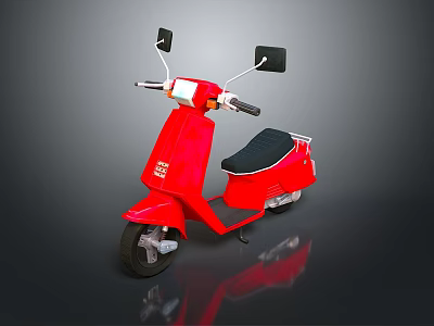 Red Scooter With Black Seat And Rearview Mirrors On Gray Background 3d model
