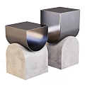 Modern Side Table With Sleek Metal Top And Concrete Base For Living Room Decor