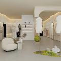 Modern Clothing Store Interior With White Mannequins Clothing Racks Open Space And Green Plants