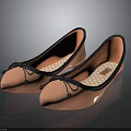Coral Peach Flat Shoes With Round Toe Black Bow Orange Lining White Polka Dot Insole