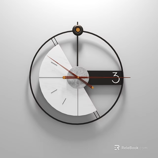 Minimalist Wall Clock With Black Frame And White Dial Design 3d model 